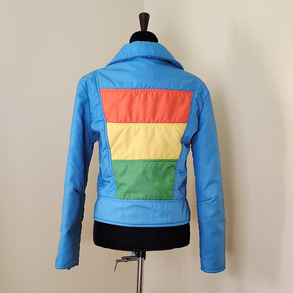 Vintage 70s/80s Women's Blue Nylon TOPHER Insulated Zip Up Ski Coat - 14